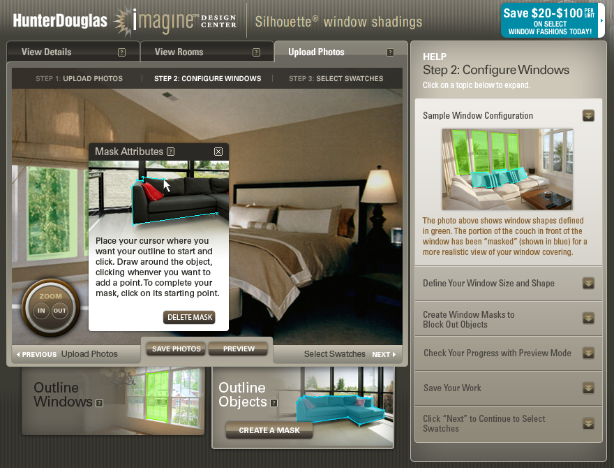 A new interactive tool that allowed customers to visualize blinds on uploaded photos of their rooms.